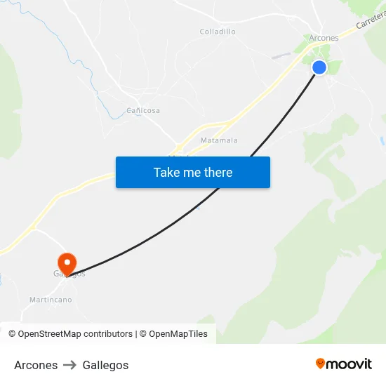 Arcones to Gallegos map