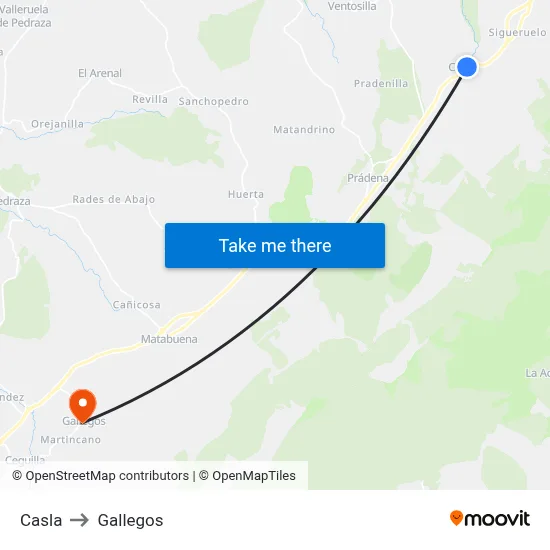 Casla to Gallegos map