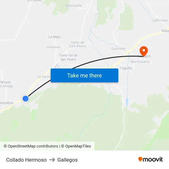 Collado Hermoso to Gallegos map