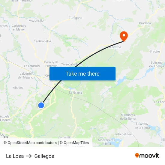 La Losa to Gallegos map