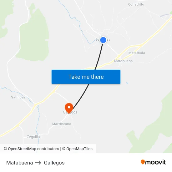 Matabuena to Gallegos map