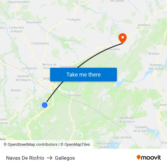Navas De Riofrío to Gallegos map