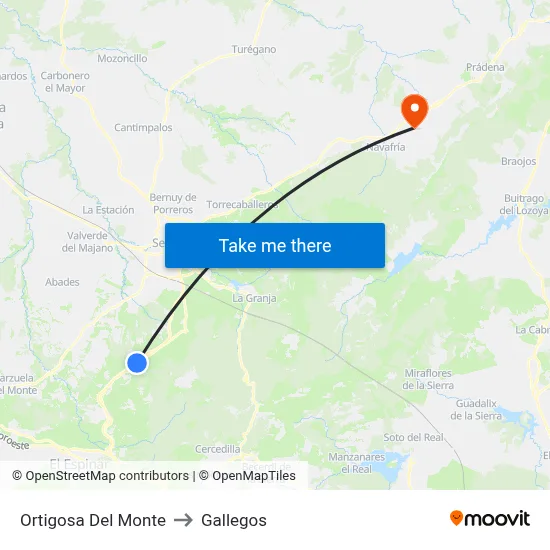 Ortigosa Del Monte to Gallegos map