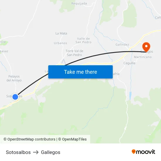 Sotosalbos to Gallegos map