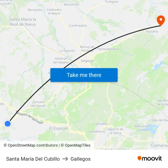 Santa María Del Cubillo to Gallegos map