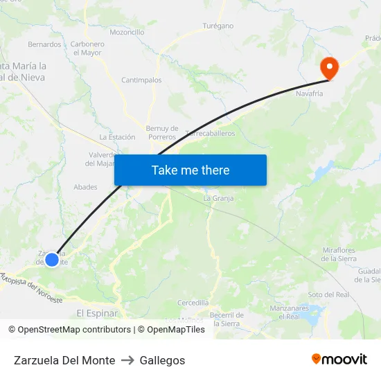 Zarzuela Del Monte to Gallegos map