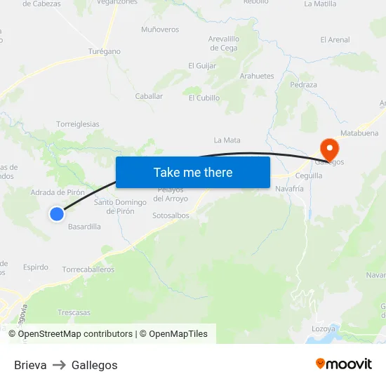 Brieva to Gallegos map