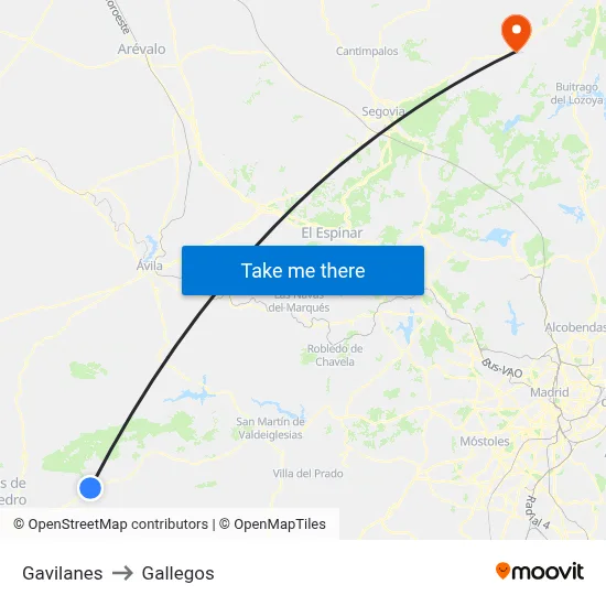 Gavilanes to Gallegos map