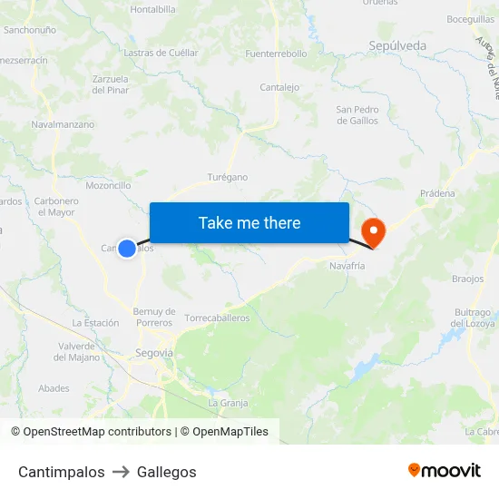 Cantimpalos to Gallegos map