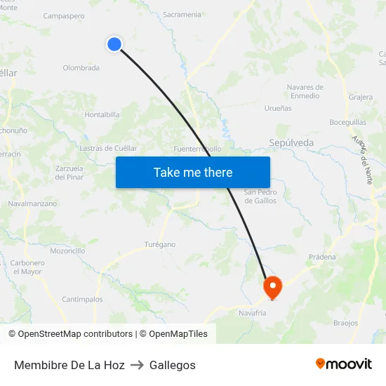 Membibre De La Hoz to Gallegos map