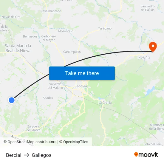 Bercial to Gallegos map