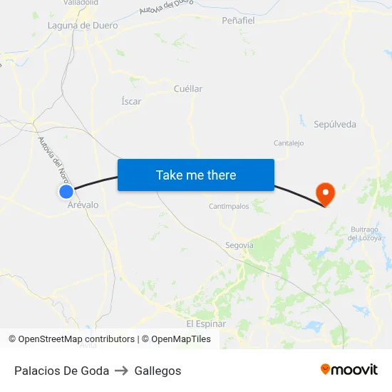 Palacios De Goda to Gallegos map