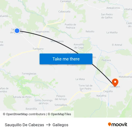 Sauquillo De Cabezas to Gallegos map