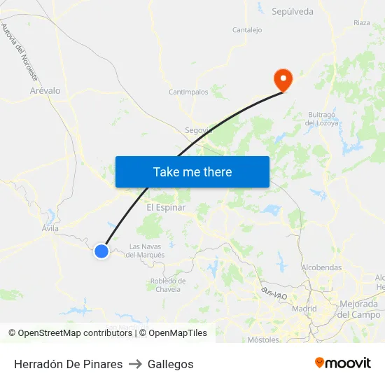 Herradón De Pinares to Gallegos map