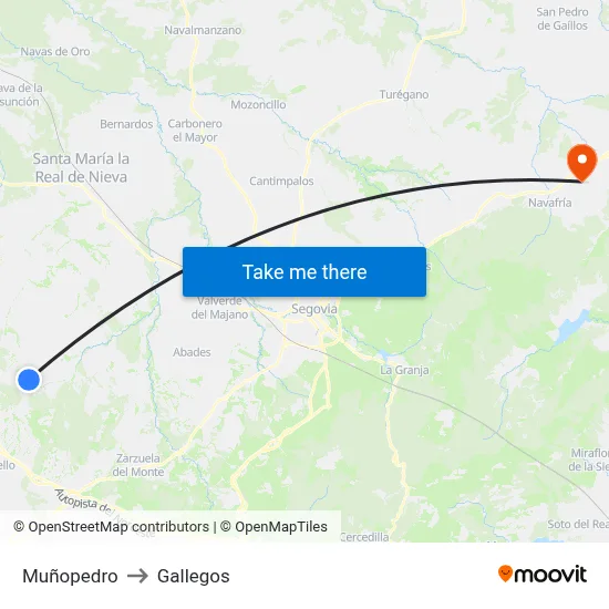 Muñopedro to Gallegos map