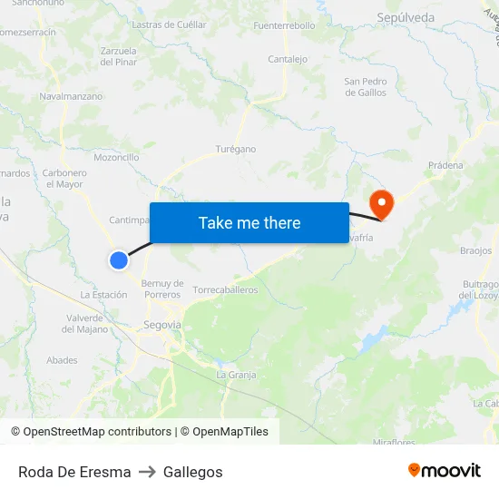Roda De Eresma to Gallegos map