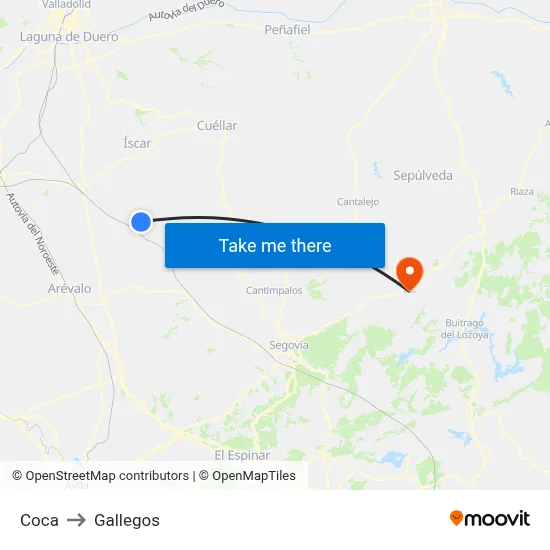 Coca to Gallegos map