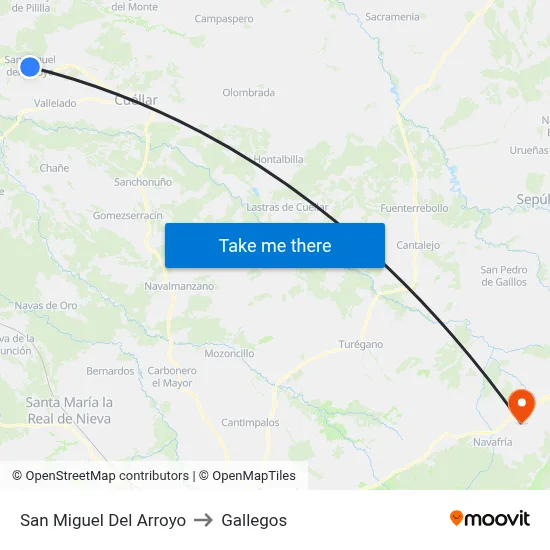 San Miguel Del Arroyo to Gallegos map