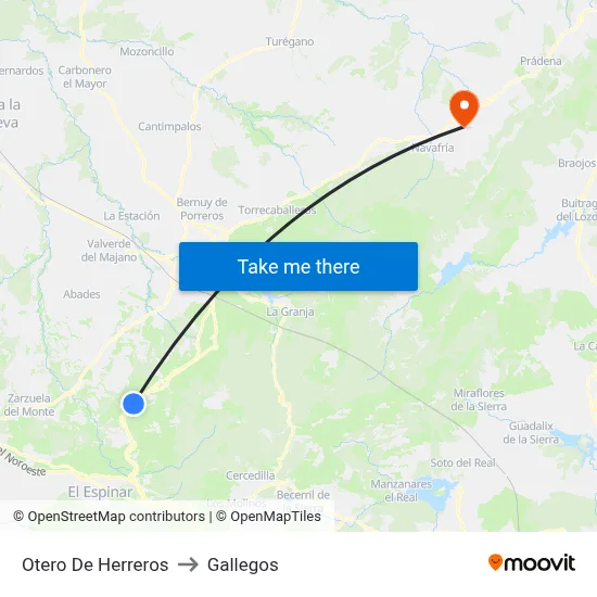 Otero De Herreros to Gallegos map