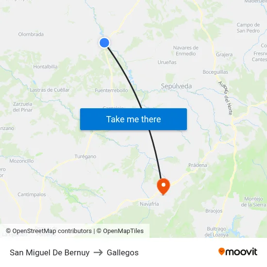 San Miguel De Bernuy to Gallegos map