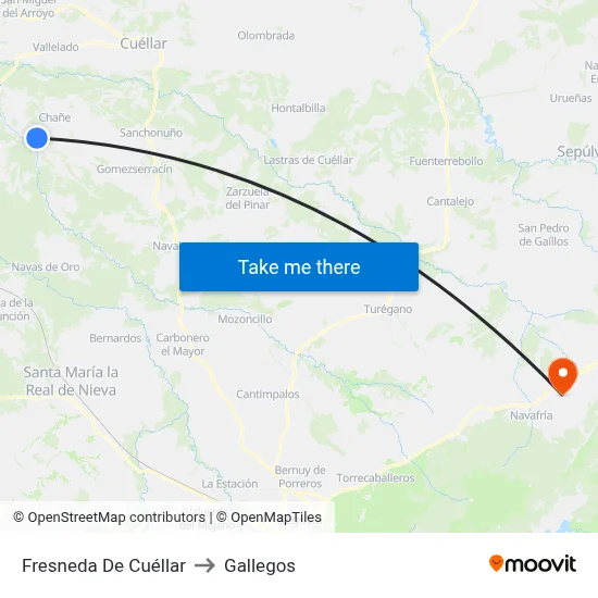 Fresneda De Cuéllar to Gallegos map