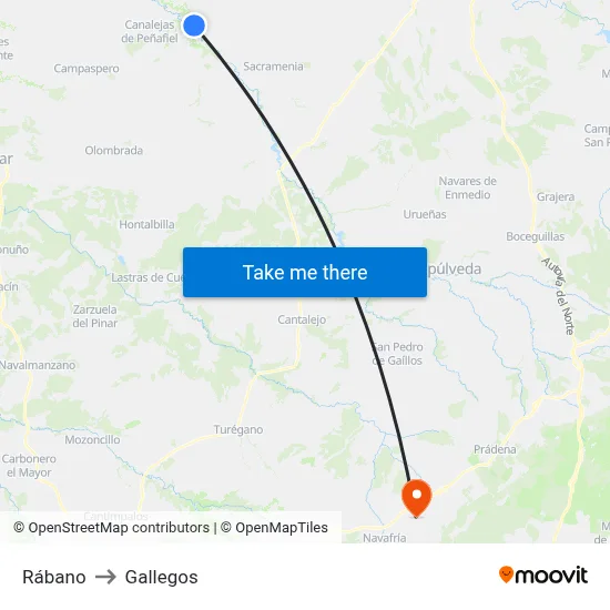 Rábano to Gallegos map