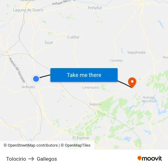 Tolocirio to Gallegos map