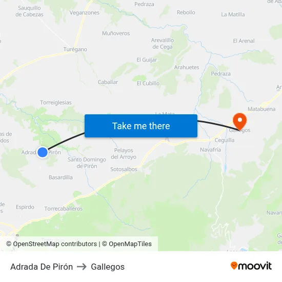 Adrada De Pirón to Gallegos map