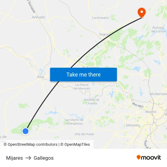 Mijares to Gallegos map