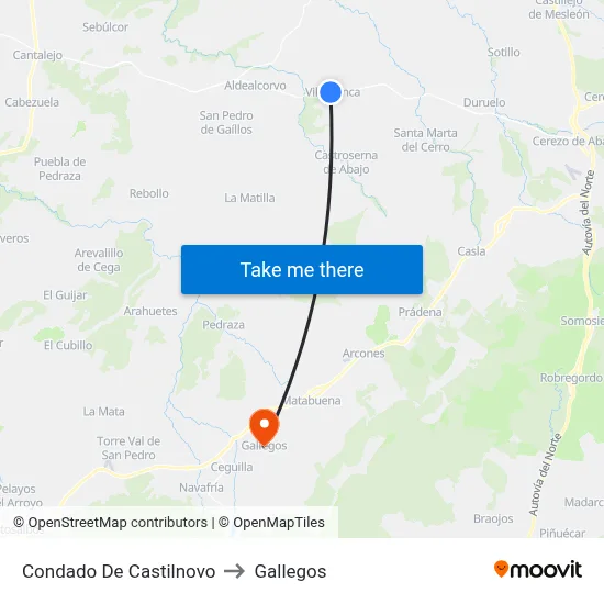 Condado De Castilnovo to Gallegos map