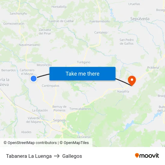 Tabanera La Luenga to Gallegos map