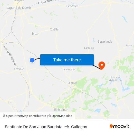 Santiuste De San Juan Bautista to Gallegos map