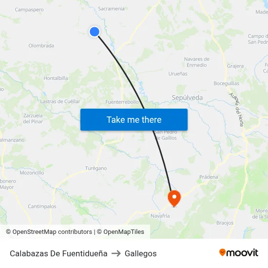 Calabazas De Fuentidueña to Gallegos map