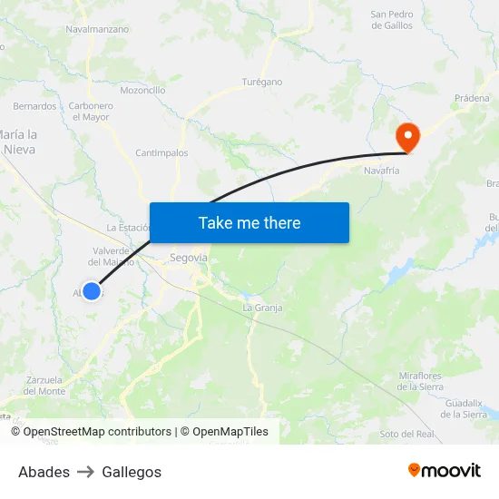 Abades to Gallegos map