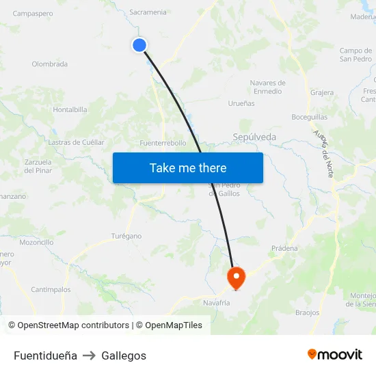 Fuentidueña to Gallegos map