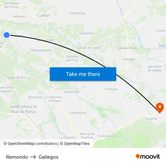 Remondo to Gallegos map