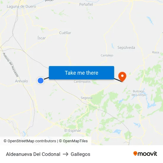 Aldeanueva Del Codonal to Gallegos map