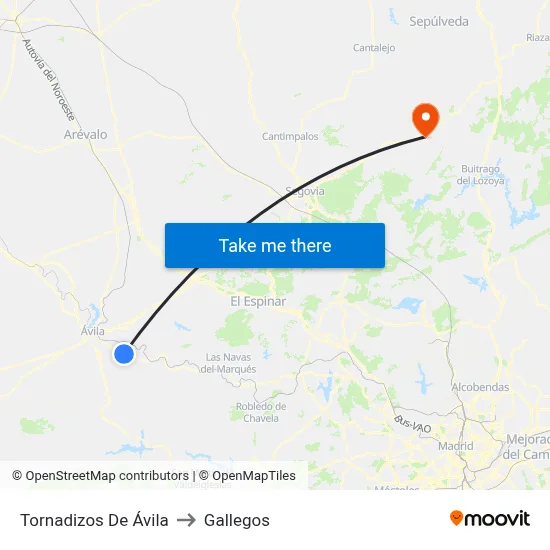 Tornadizos De Ávila to Gallegos map