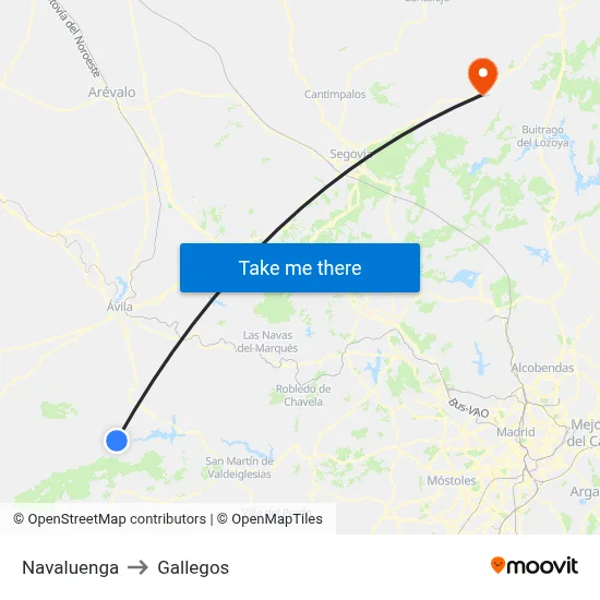 Navaluenga to Gallegos map