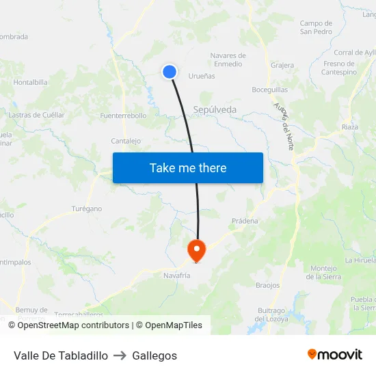 Valle De Tabladillo to Gallegos map