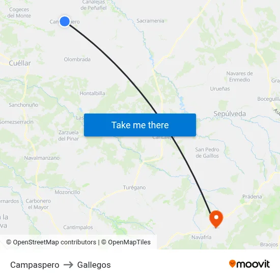 Campaspero to Gallegos map