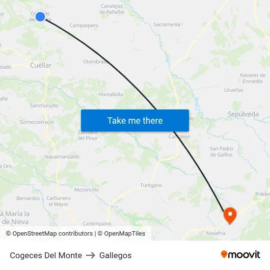 Cogeces Del Monte to Gallegos map