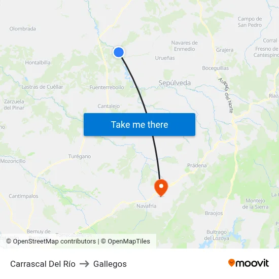 Carrascal Del Río to Gallegos map
