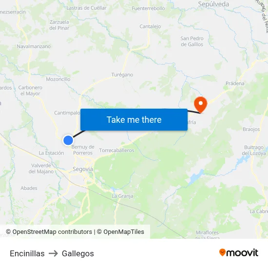 Encinillas to Gallegos map