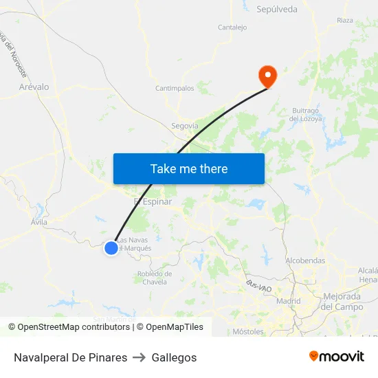 Navalperal De Pinares to Gallegos map
