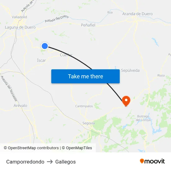 Camporredondo to Gallegos map