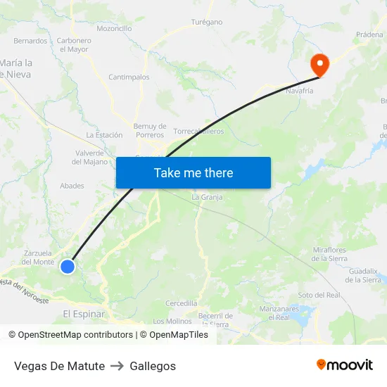 Vegas De Matute to Gallegos map