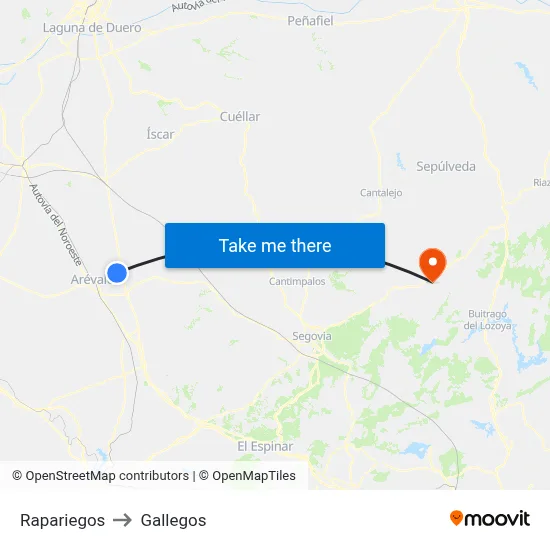 Rapariegos to Gallegos map