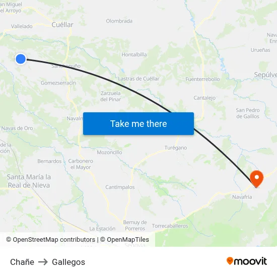 Chañe to Gallegos map