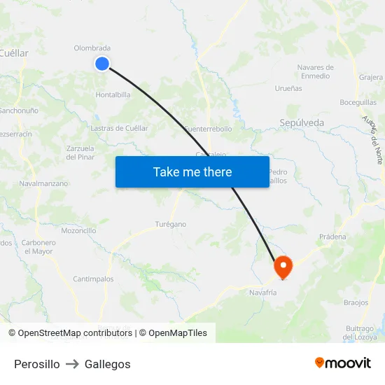 Perosillo to Gallegos map